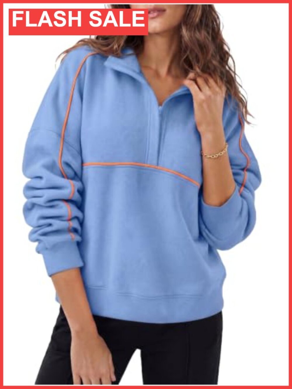 Women's Oversized Sweatshirt Long Sleeve Zipper V Neck Loose Pullover Top